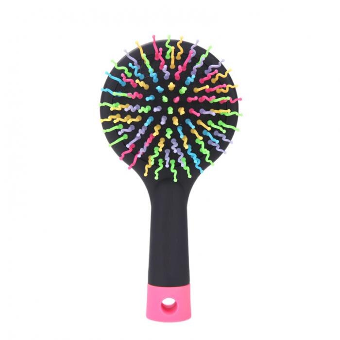 Rainbow Hair Brush Volume S Brush Curly Magic Detangling Comb with Mirro