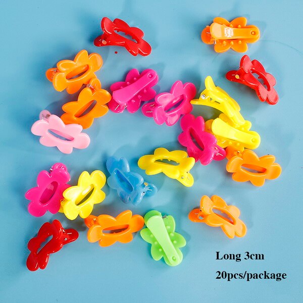 Bebis flickor liten hårklo söt godisfärg blomma hår käkklämma bb tjejers hårnål barn håraccessoarer: H  (20 st)