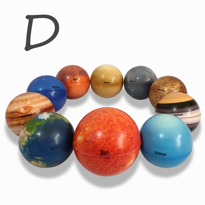 Pelota hinchable de ocho planetas para niños, juguetes, Luna, estrella, esponja, impresión elástica, pelota de estrella, juguetes educativos para aliviar el estrés, material didáctico: Amarillo claro