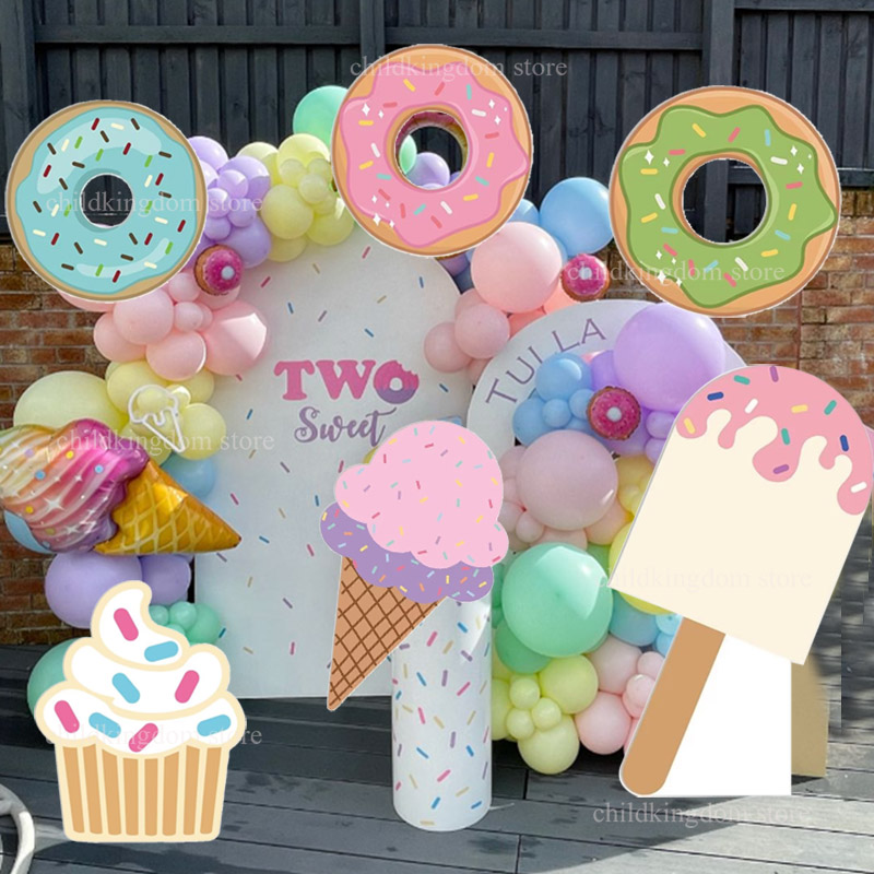 Ijs Donut Cutouts Kt Board Ijs Baby Shower Meisjes 1e Verjaardagsfeestje Achtergronden Achtergrond Foto Rekwisieten Decoratie