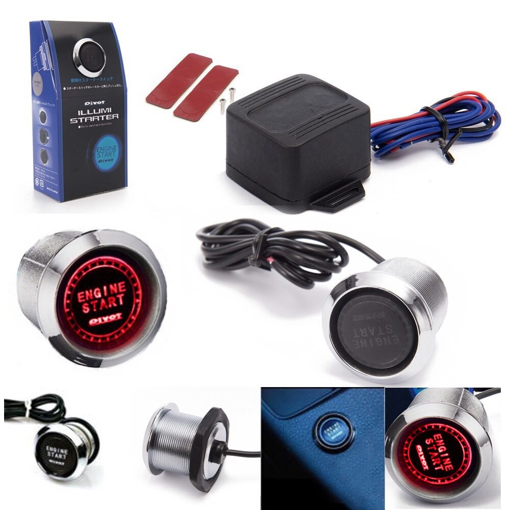 12V Red/Blue LED Car Keyless Engine Start Push Button Switch Ignition Starter Kit TK-YY01
