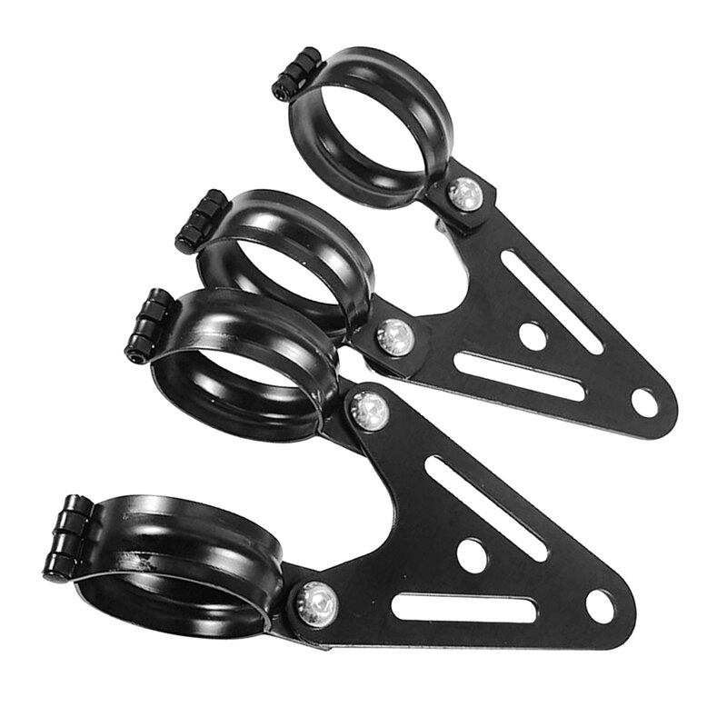 2PCS Motorcycle Headlight Bracket Universal Retro Headlight Mount Bracket head light lamp Holder for 32-41mm Fork: Black