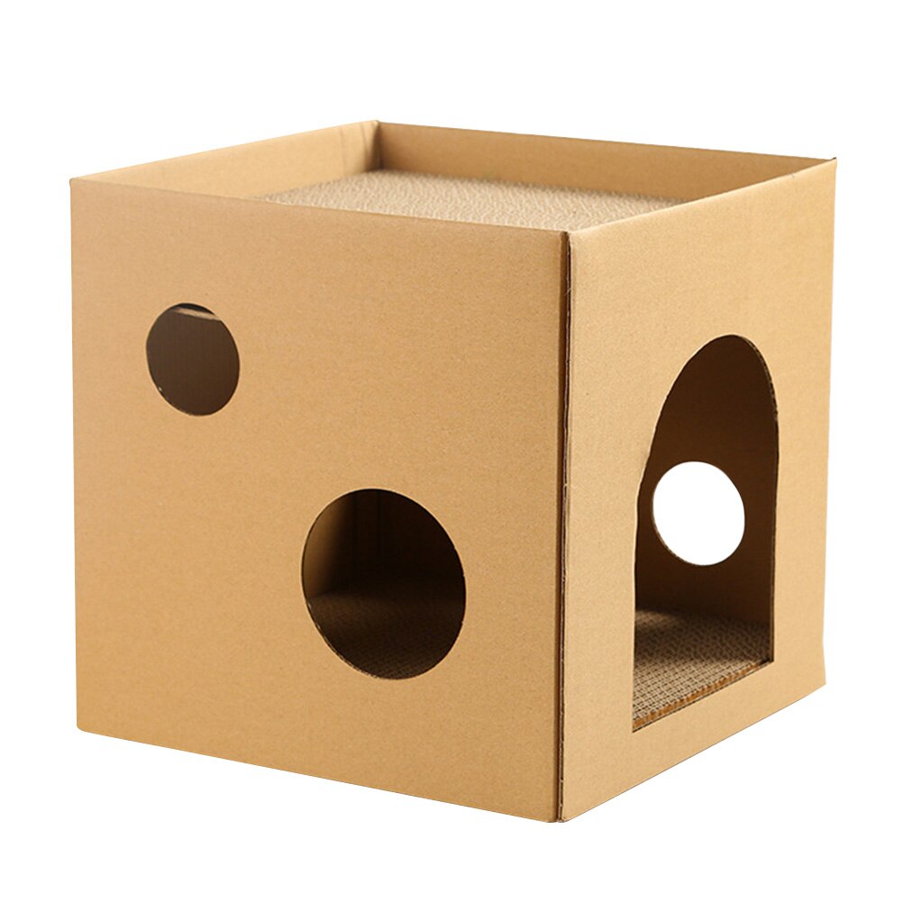House Cardboard Cat House Cat House and Scratcher Cat Scratching Board Kitten House for Pet Animals Kitten Cat: Default Title