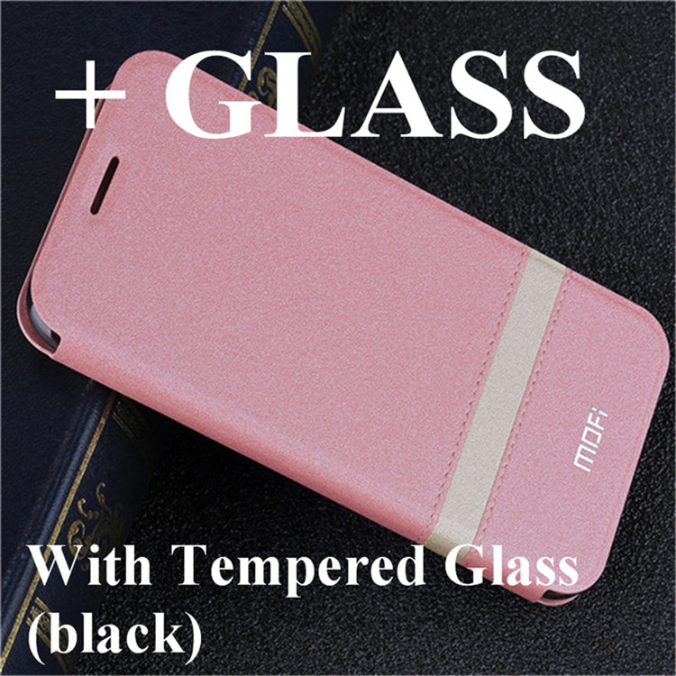 Case for Honor V20 Cover for Huawei Honor View 20 Flip Case MOFi Original Luxury TPU Housing PU Leather Book Shell Folio: Pink with Glass