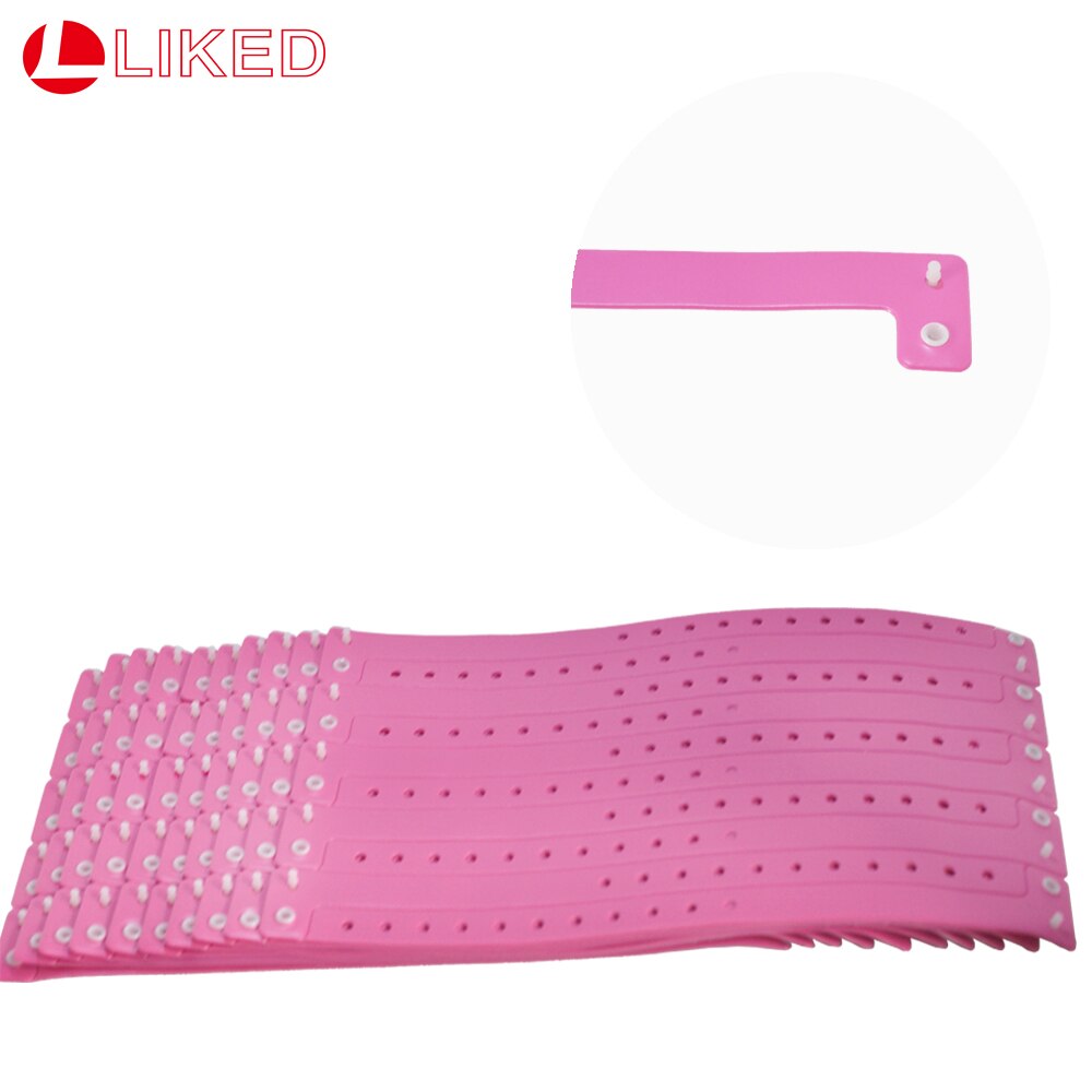 Lyserøde plastikarmbånd  - 100 tæller mere robuste armbånd til festbegivenheder identitetsmærke 16mm x 250mm