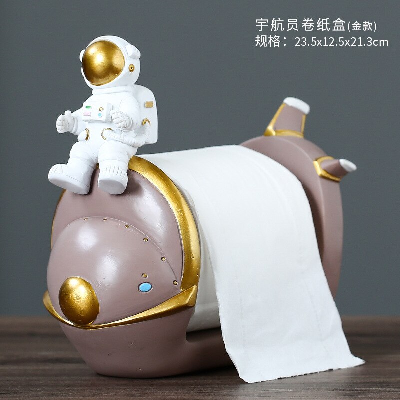 Astronaut Pen Houder Boek Stand Decoratie Veranda Opslag Woonaccessoires Woonkamer Hars Ambachten: paper box (gold)