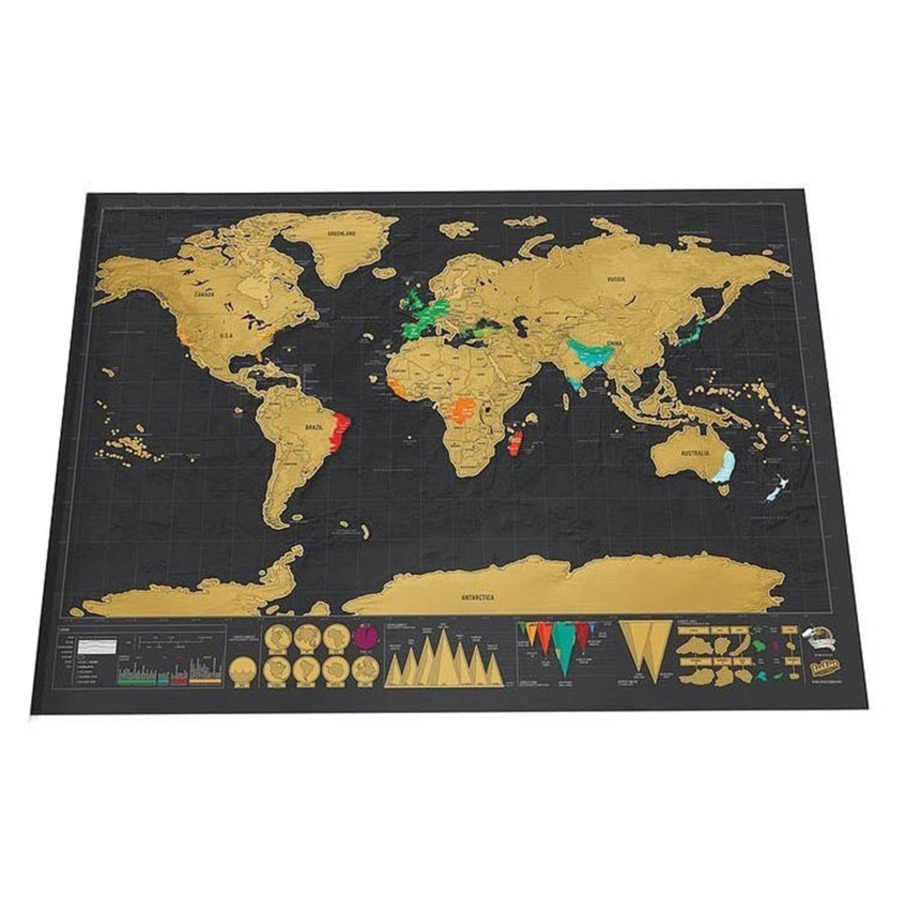 Zwart World Travel Map Deluxe Wissen Scratch Off Wereldkaart Reizen Scratch Voor Kaart Kamer Home Office Decoratie Muur stickers