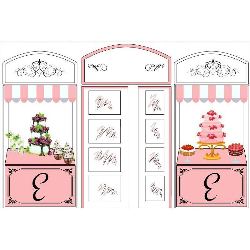 Cute Pink Cake Store Backdrop Photography Background Photo Booth Studio Decor: 02 / 420x300cm