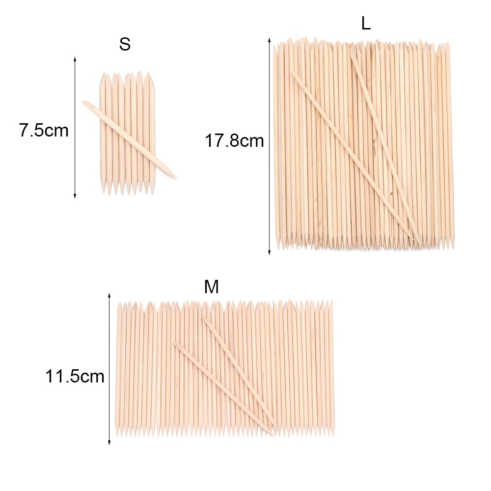 10/30/50/100 pièces bois bâton cuticule dissolvant Orange double extrémité Nail Art conceptions pour manucure pédicure cuticule poussoir ongles outils