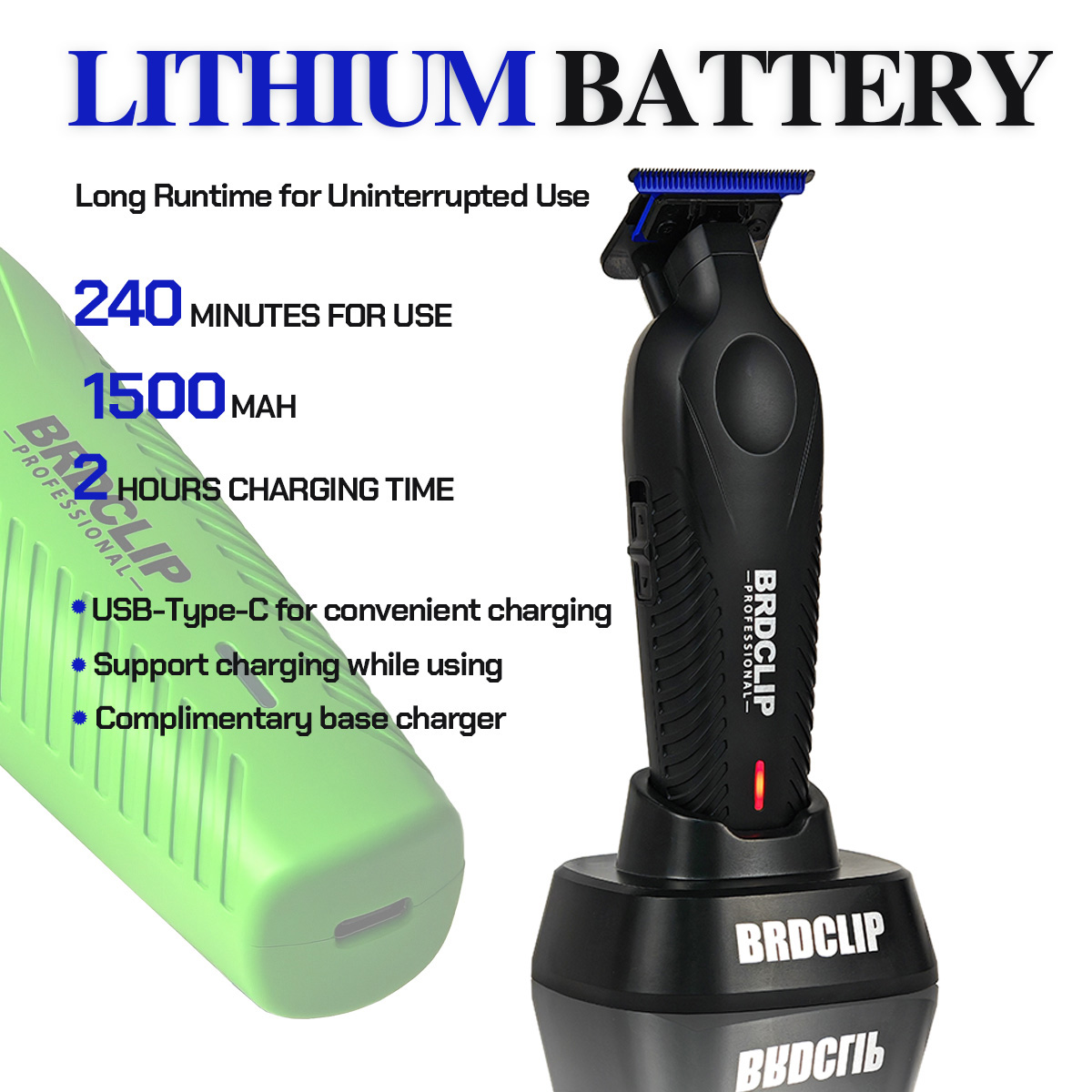 BRDCLIP BRD9615 9000PRM Professionele heren Tondeuse Kapper Afwerking Elektrische Tondeuse DLC Blue Blade Haar Snijmachine