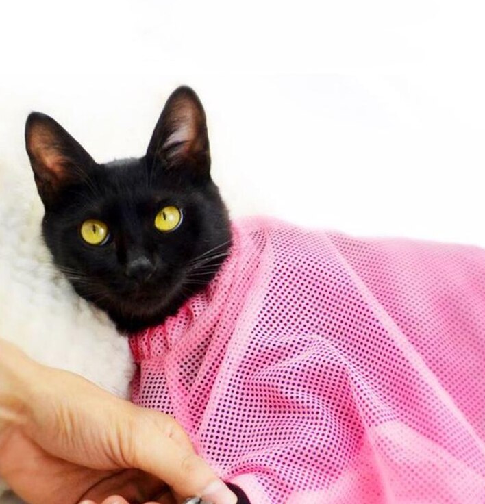 Mesh Cat Bathing Bag Cats Grooming Washing Bags Cat Bath Clean Bag No Scratching Bite Restraint Cat Supplies Nail Cutting 23