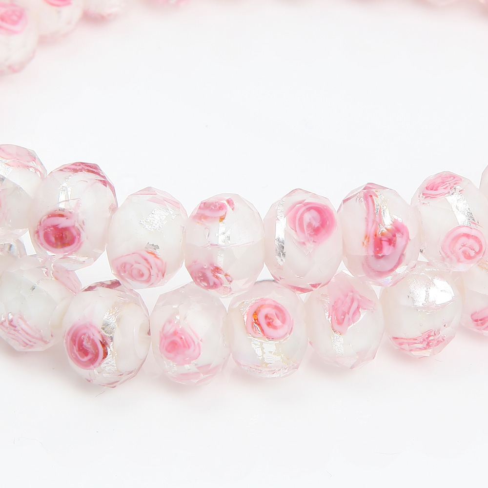 8/10mm Murano Glass Lampwork Beads for Jewelry Making Necklace Diy Bracelet Rondelle Faceted Flower Beads Accessories Supplies: Clear / other
