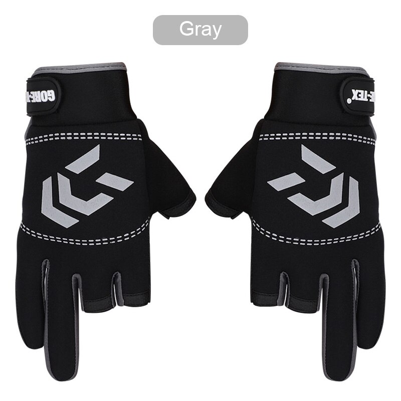 1 paar Angeln Handschuhe Anti-Unterhose Drei schneiden Finger Schutz Handschuhe Atmungsaktive Handschuh Männer Frauen draussen Angeln Ausrügestochen: Grau