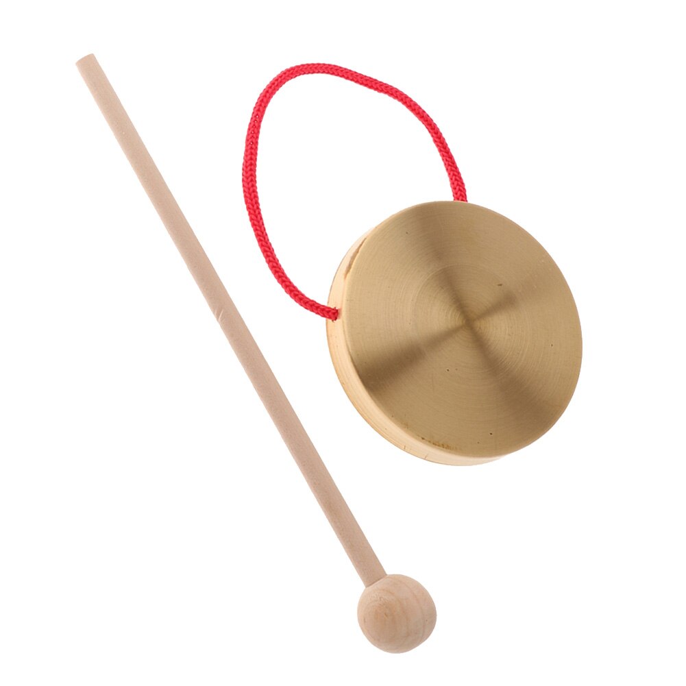 Hand Gong Cymbals with Wooden Stick Chapel Opera Percussion Musical Instrument Traditional Chinese Folk Musical Toy
