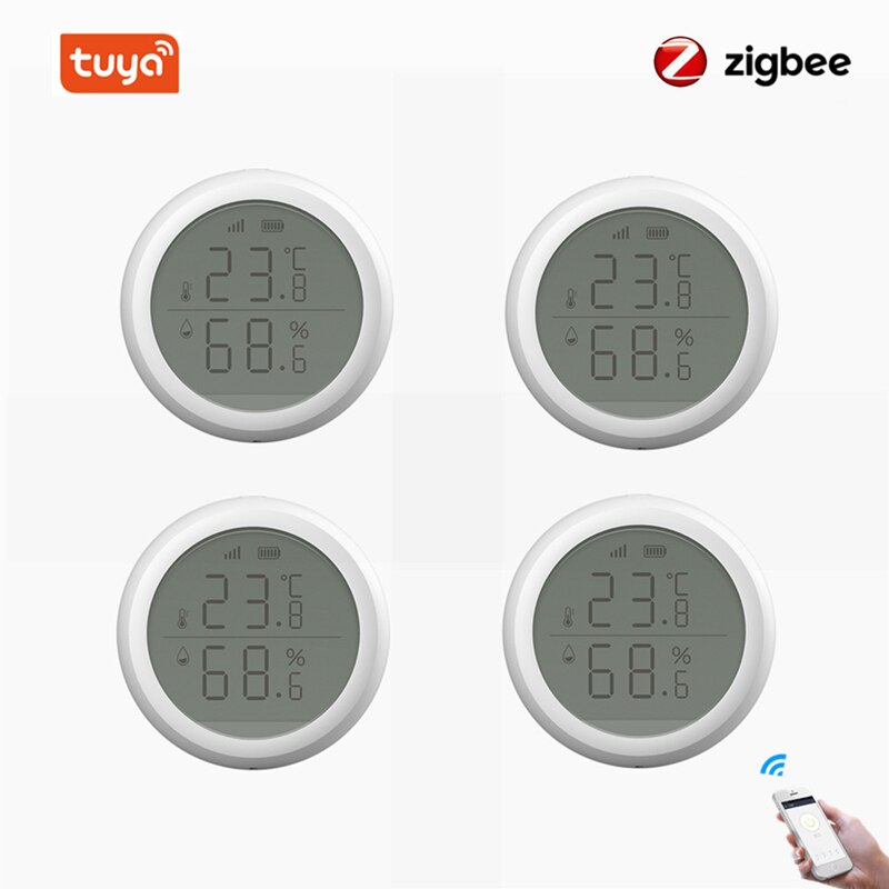 Tuya Zigbee Temperature And Humidity Sensor With LCD Screen Display One-click Linkage Home Automation Security Alarm Tuya Sensor