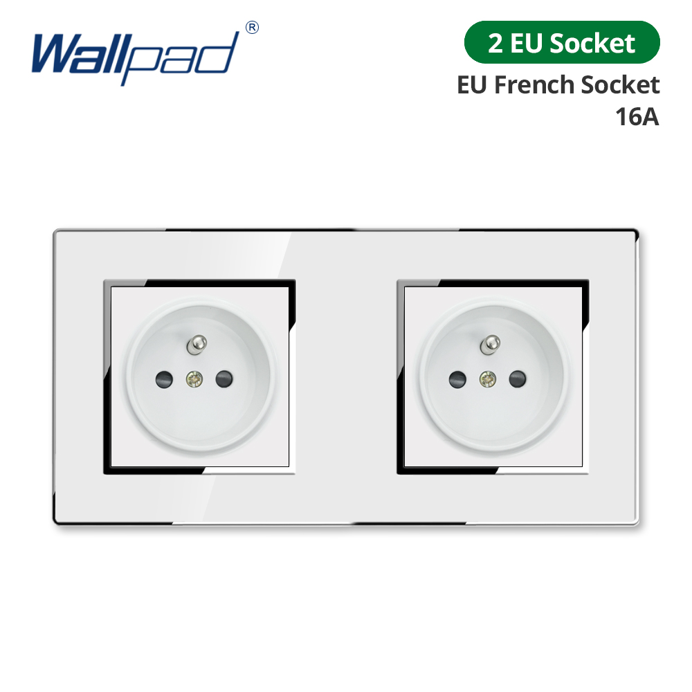 Wallpad White Acrylic Panel Wall Light Switch LED Dimmer USB Charge EU Socket Outlet 4 5 6 7 8 Gang 2 Way Reset 172*86mm: ROYAL BLUE
