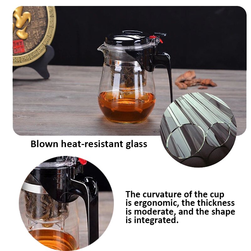 500ml/750ml glas tekanna värmebeständig tekanna för löst te med infusionsapparat kinesiskt set kontor tekanna