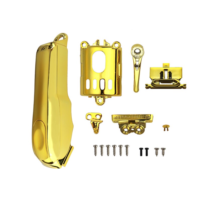 Pour wahl 8148/8591 Clipper modifié coquille tondeuse placage or dégradé couleur supérieure et inférieure couverture moteur couverture accessoires: Full set of gold