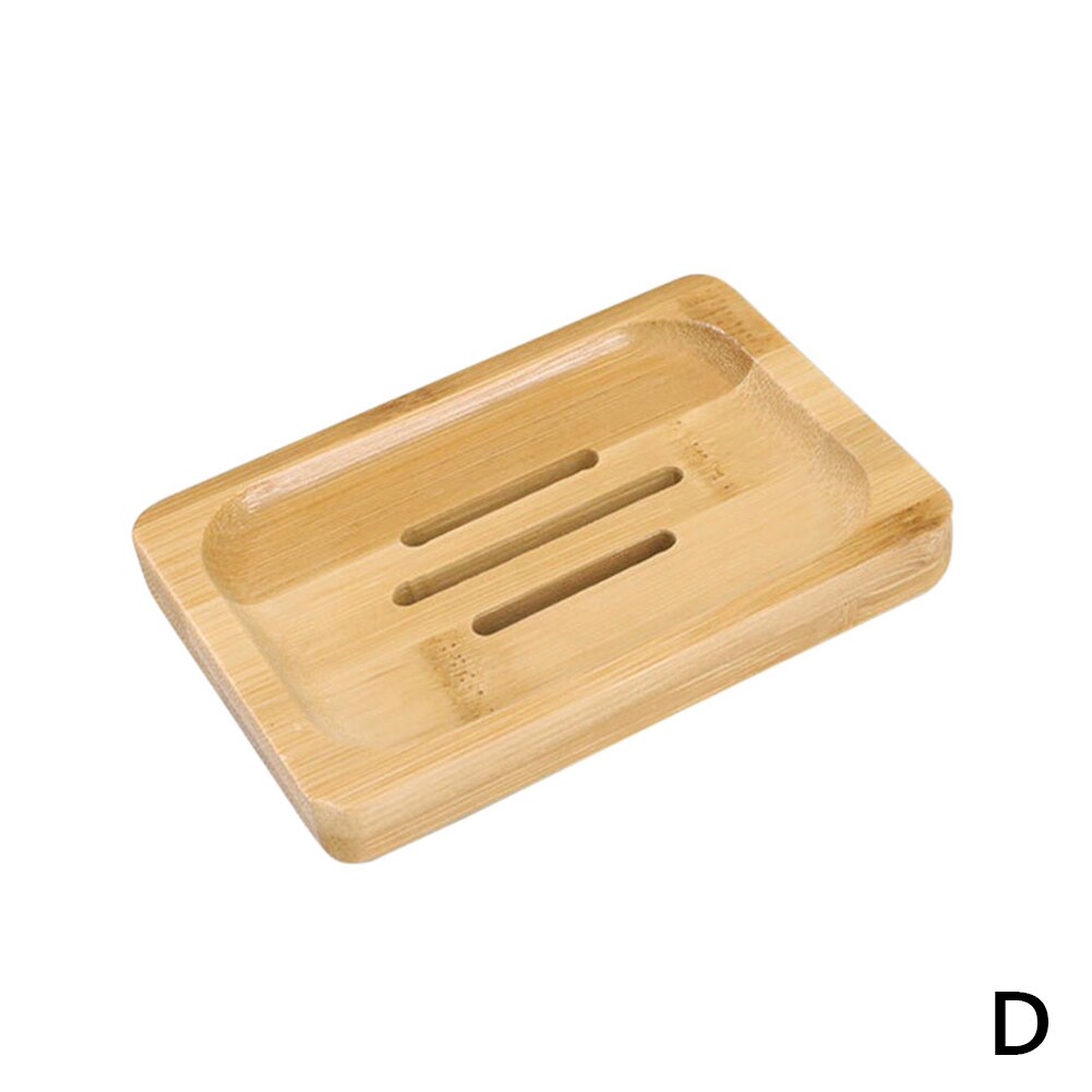 Natural Bamboo Wood Soap Dish Rack Storage Box Case Container Holder Bath Shower Soap Plate Tray Rack Bathroom Accessories: D