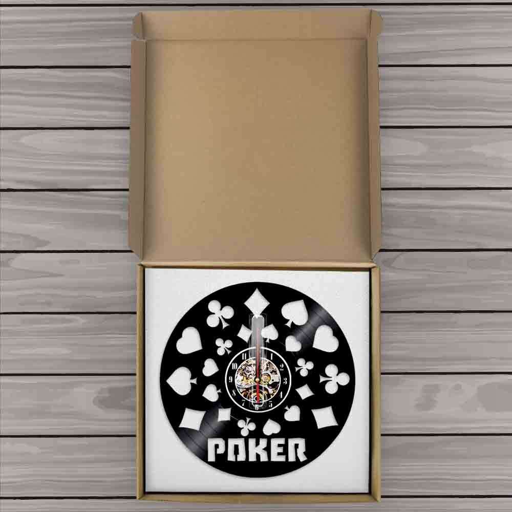 Poker King Rummy Card LED Light Illuminated Vinyl Record LP Wall Clock Play Cards Holdem Omaha Wall Watch For Poker Lover