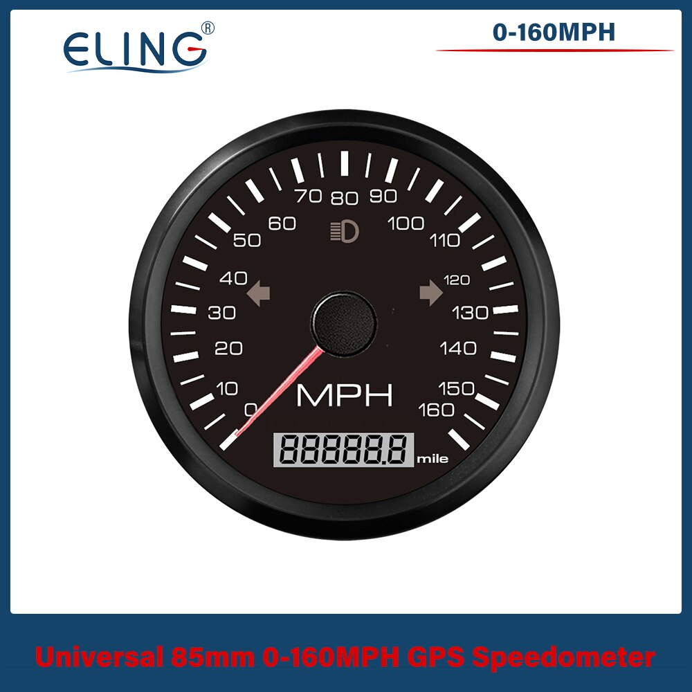 ELING Universal 85mm GPS Speedometer 0-125/160/200 km/h(MPH) Over Speed Alarm Left Right High Beam with Red Yellow Backlight
