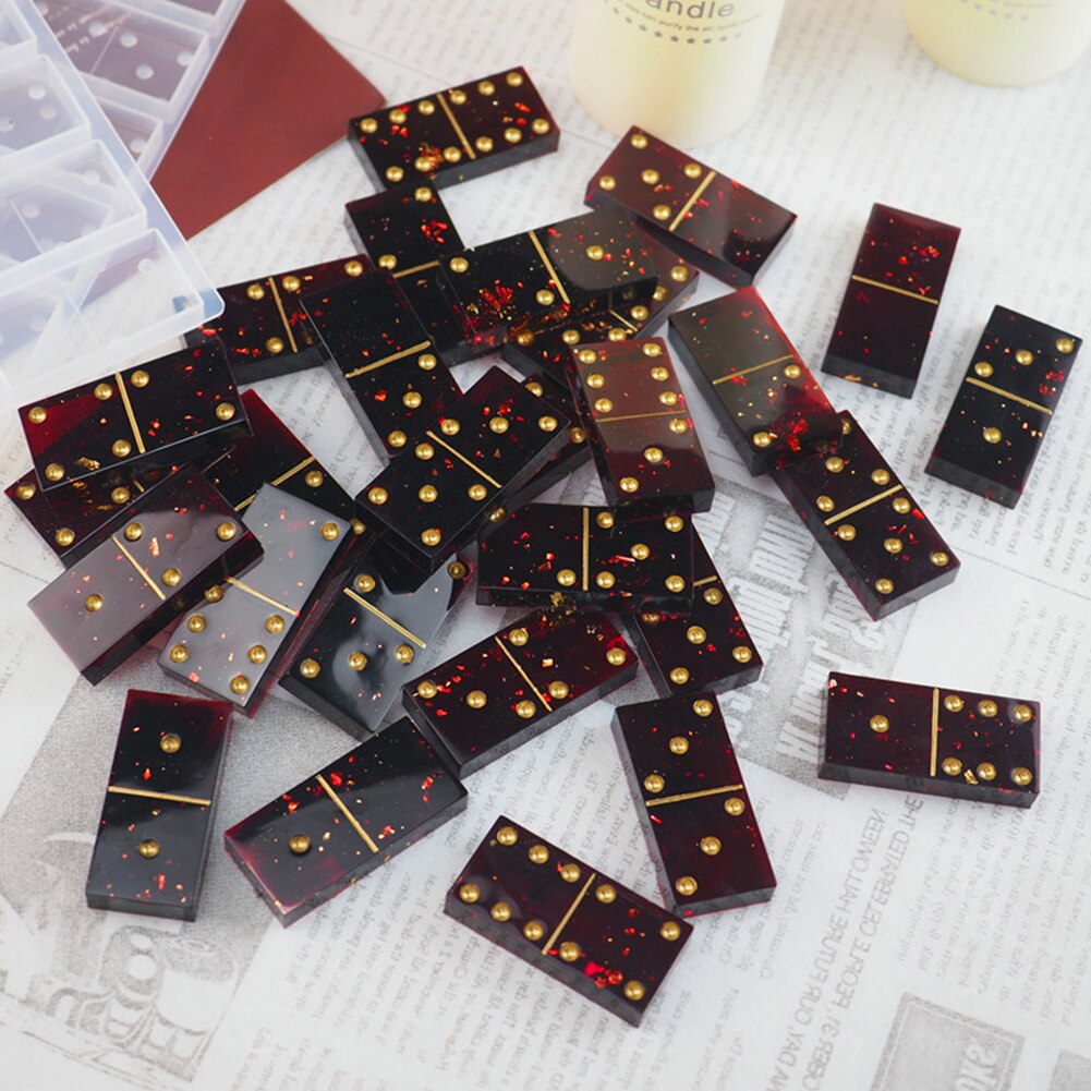 Moldes de silicona de dominó hechos a mano, cabujones para hacer tableros, manualidades, dijes, decoración, 2 uds.