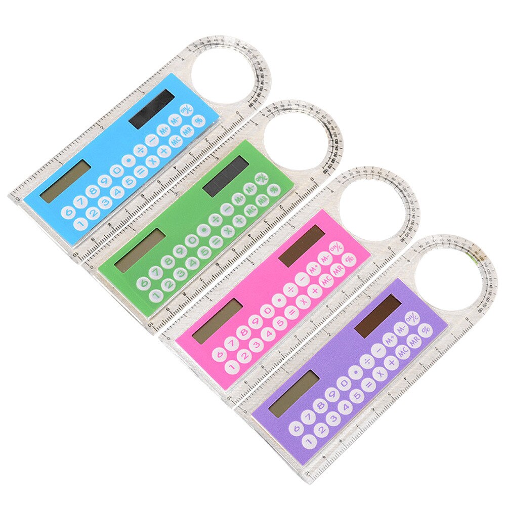 Mini Solarcalculator Multifunctionele 10Cm Liniaal Student Ultradunne Heerser Calculadora School Kantoorbenodigdheden