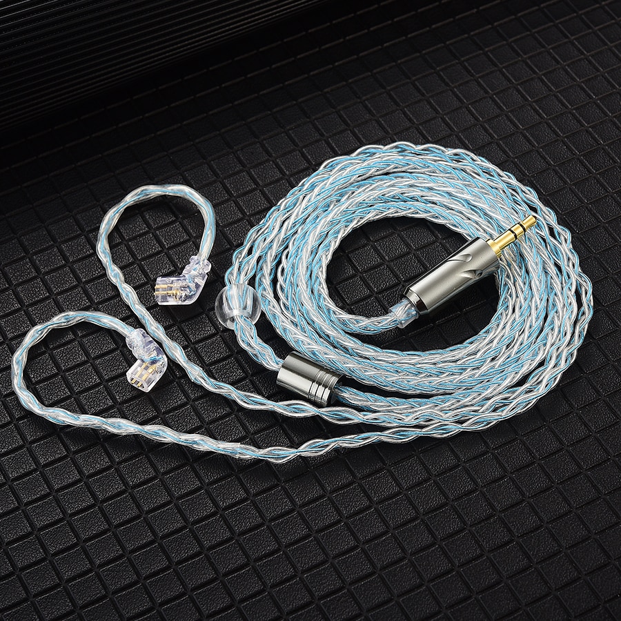 QKZ T1 8 Core TC Silver Plated Hifi Earphone Update Cable MMCX/2Pin Connector Use For QKZ ZXN ZXT ZXD ZX2 ZAX2 ZX1 ZX3: T1 blue