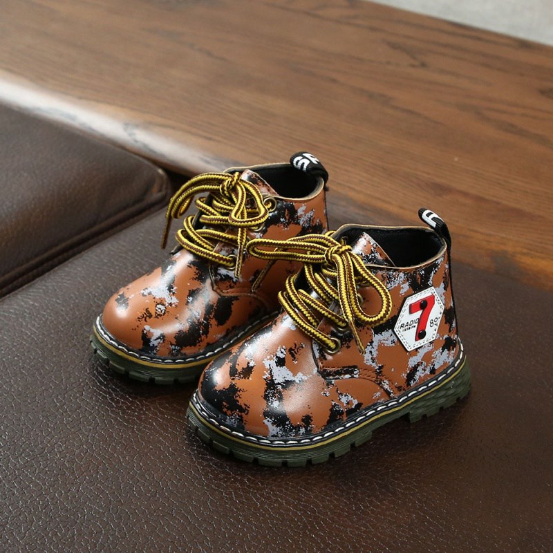 Warm Winter Baby Camo Snow Boots shoes PU Little Boys Girls Non-slip Soft Bottom Outdoor Boots Toddler Boys Martin Shoes