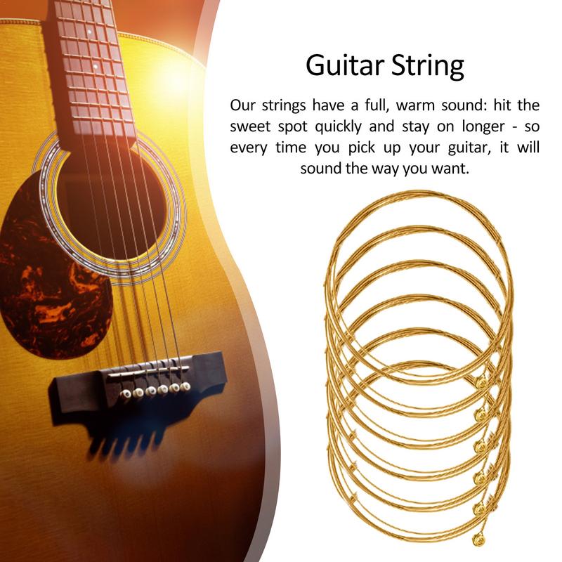 Latão e aço Guitar Strings Set, guitarra acústica Folk, bronze de fósforo, acessórios para instrumentos musicais, 6pcs