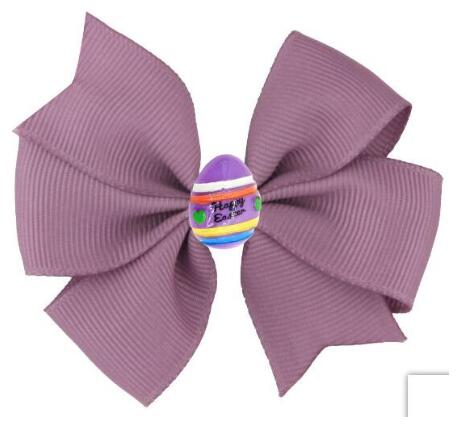 60pcs/ 3.5" Easter Day Eggs Hair Bows for Girls Solid Ribbon Easter Eggs Bowknot Hair Clip Kids Hairgrips Hair Accessories