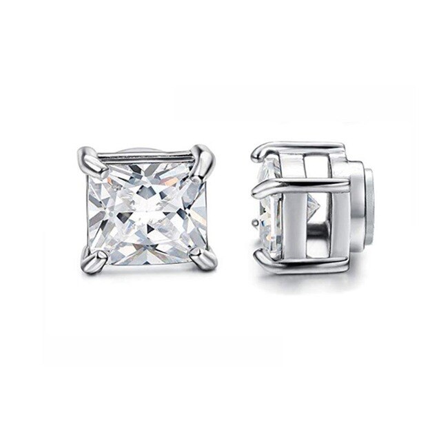 Boucles d&#39;oreilles magnétiques en acier inoxydable, 6 paires, Clip sur CZ, sans perçage, pour hommes et femmes, tous âges: Style C-1 pairs