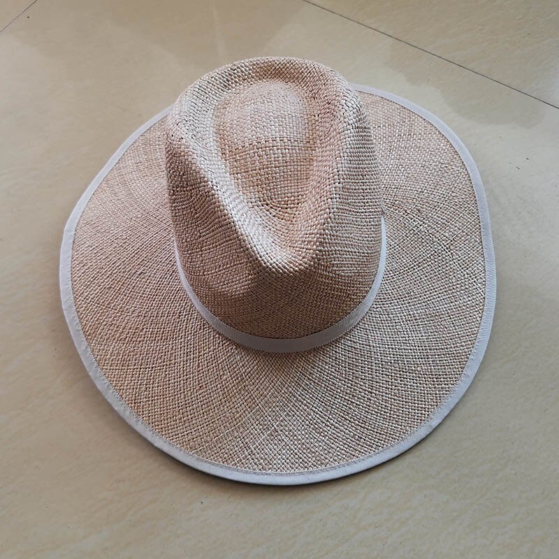 Klassisk unisex sommerhat til mænd kvinder håndlavet cool vævet strå fedora hat stilfuld solhat beige band jazz cap kentucky derby