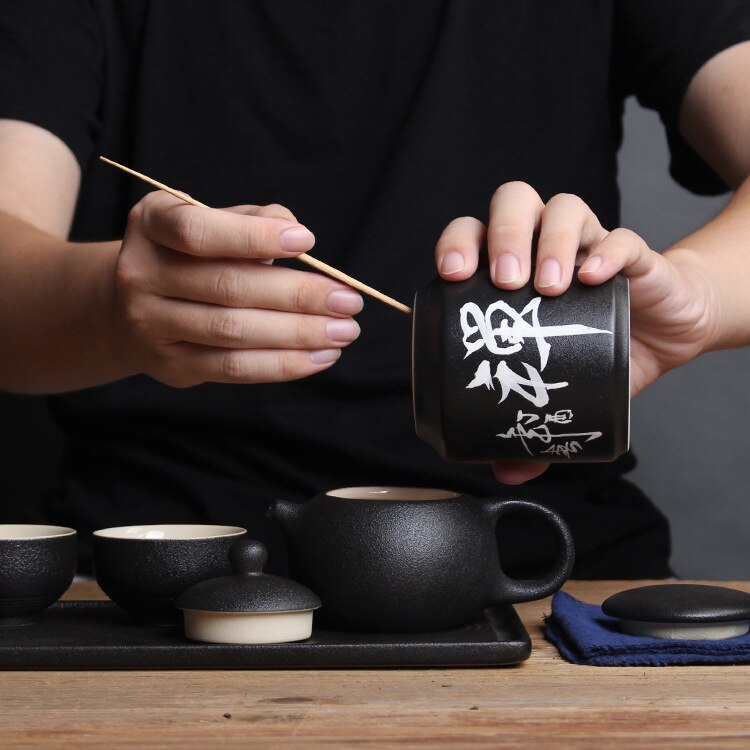Teserviser i kinesisk stil matcha behållare teburk förvaring kaffepulver arrangör burkar tecaddies rund keramisk telåda