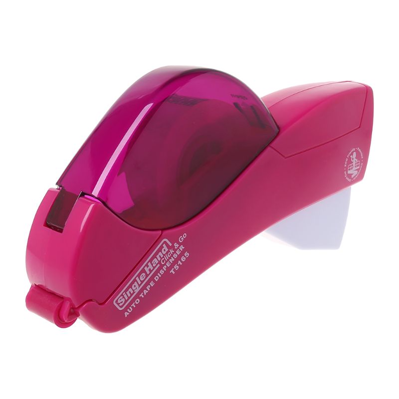 Automatische Tape Dispenser Hand-Held Een Druk Cutter Voor Cadeaupapier Schroot Boeken Boek Cover J: Roze