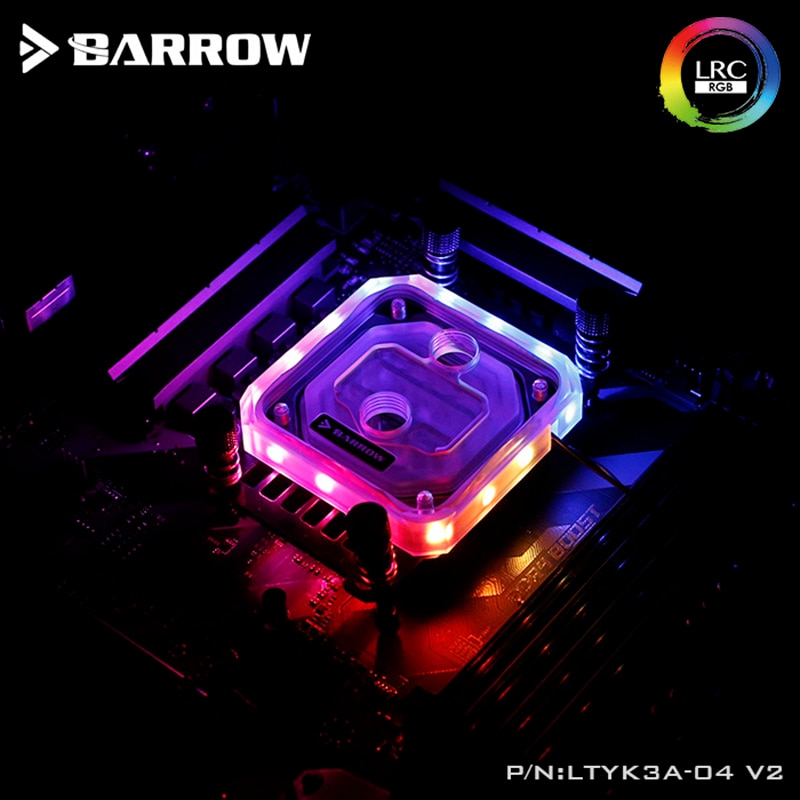 Barrow LTYK3A-04-V2, For RyzenAMD/AM4/AM3 CPU Water Blocks, LRC RGB v2 Acrylic Microcutting Microwaterway Water Cooling Block
