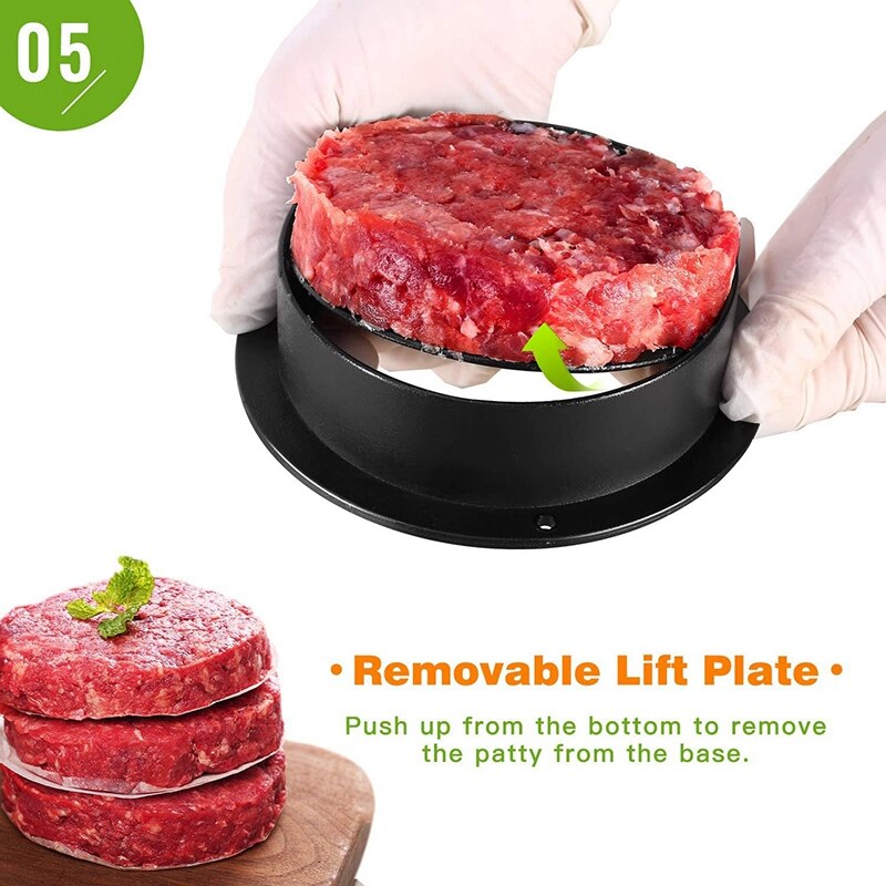 3 in 1 Burger Press Patty Stuffed Burger Maker with 120Pcs Burger Paper Non Stick Sliders Beef Burger Press - Black