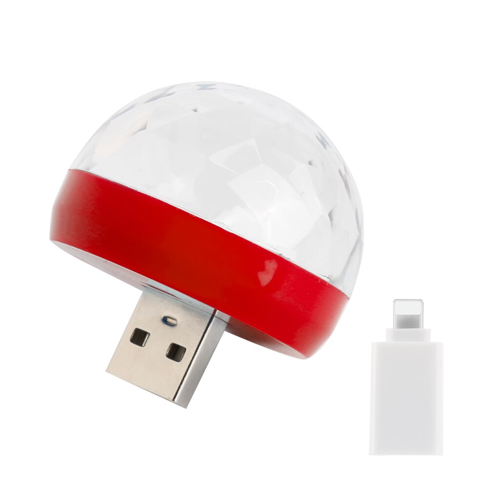 Mini luces de bola de discoteca portátil para escenario Android/Huawei/Apple enchufe USB adaptador compatible con el usuario Luz de dj cabeza móvil: Apple red light