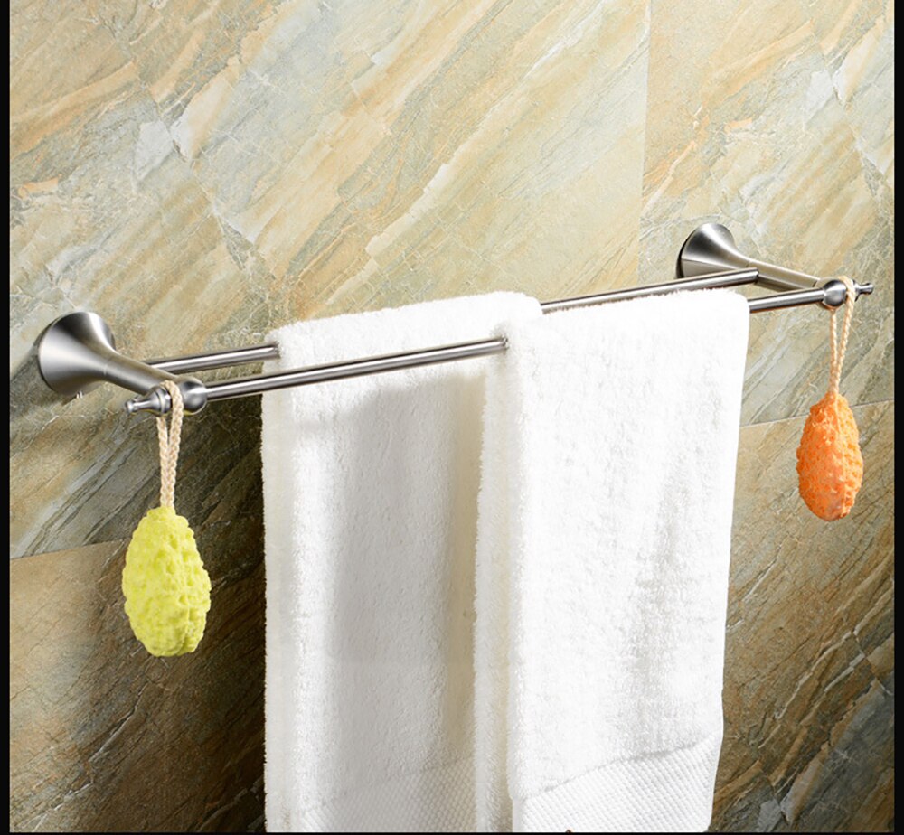 Bathroom Hardware Set Black Robe Hook Towel Rail Bar Rack Bar Shelf Tissue Paper Holder Toothbrush Holder Bathroom Accessories: Double Bar