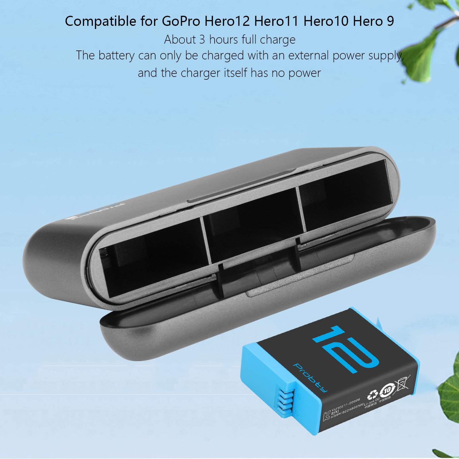 USB-C Batterijlader voor GoPro Hero 12/11/10/9 Zwart voor Gopro 12 11 10 9 Batterijen Actie Camera Accessoires