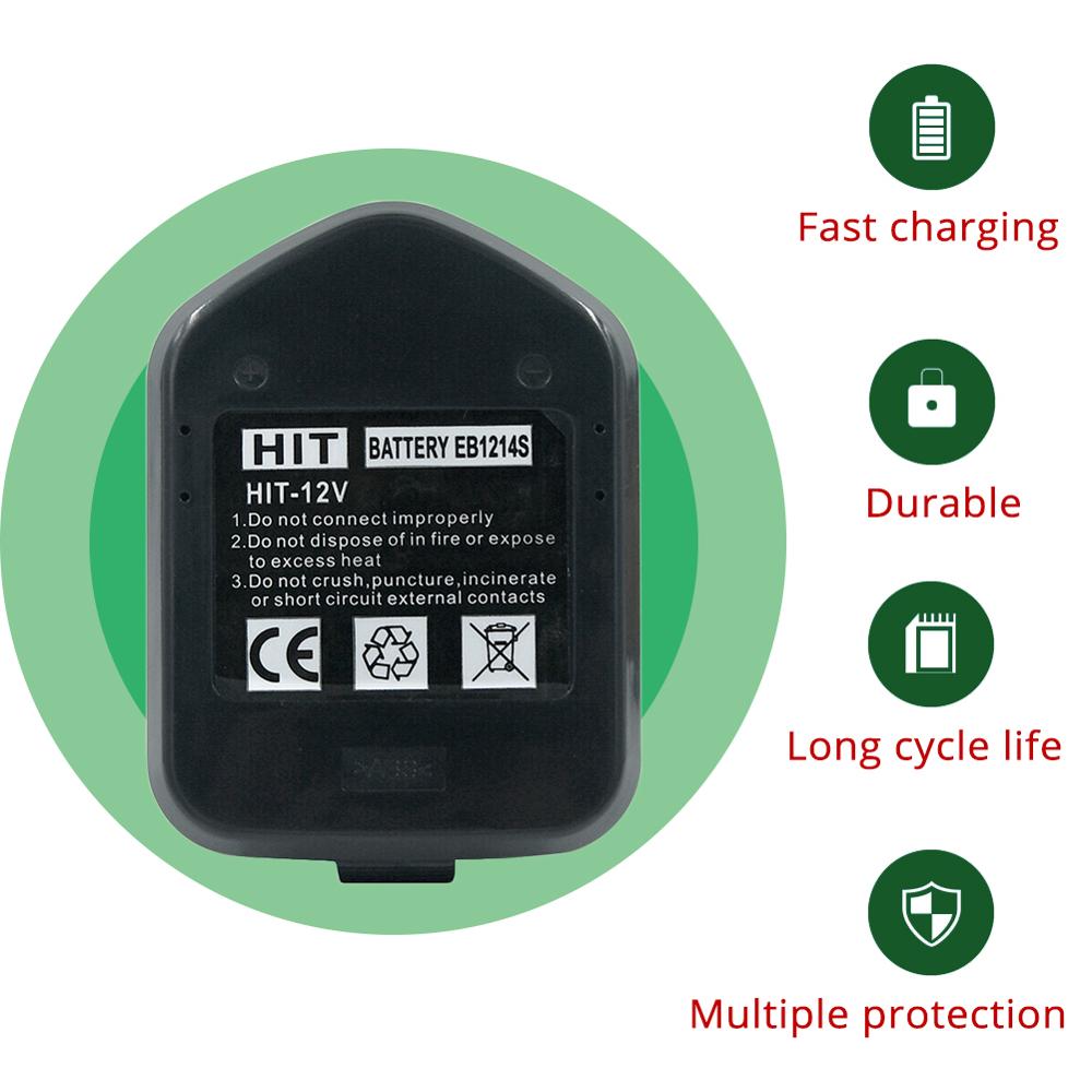 Ni-MH 12V 3.0Ah Cordless Power tool Replacement Battery for Hitachi EB1214S EB1214L EB1230HL EB1230R EB1230X EB1233X