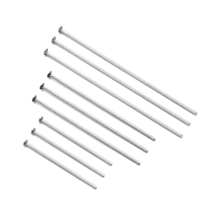 100Pcs/Lot 15mm-60mm Metal Flat Head Pins Needles Silver DIY Jewelry Making Accessory Findings Chain Hanging Pins