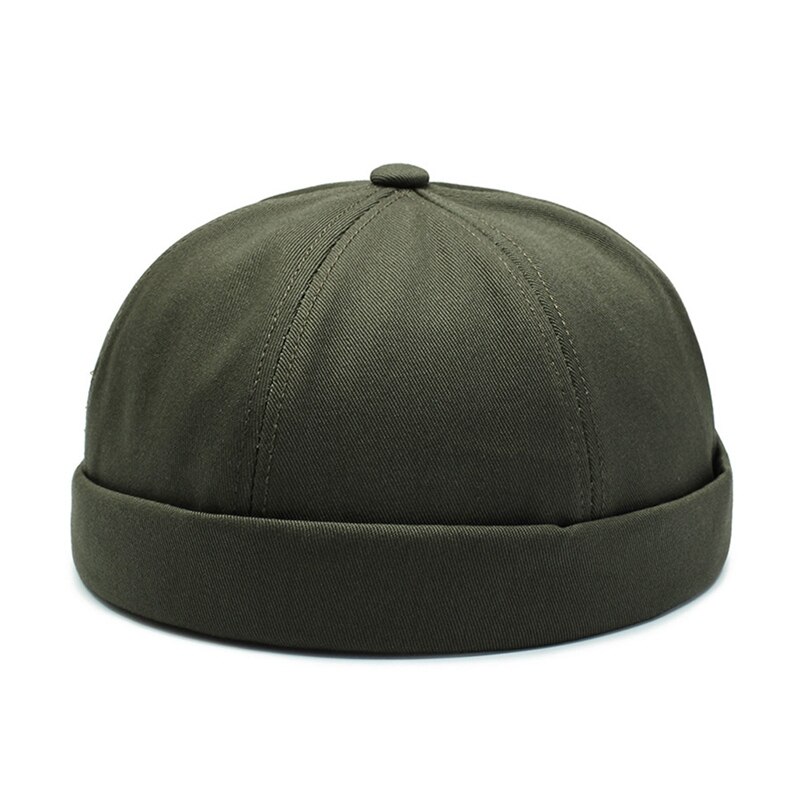 Hot! Beanie Men Women Retro Brimless Portable Adjustable Hip Hop Hat Skull Cap Solid Color Wonderful Gift: Army Green