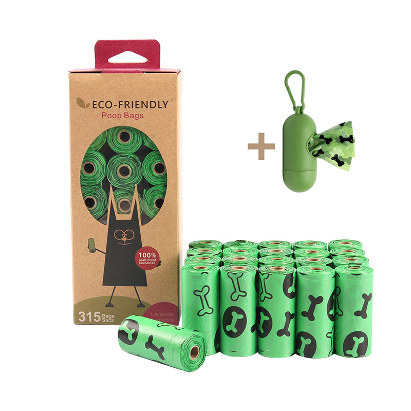 Dog Poop Garbage Bag Clean Box Waste Poop Bags for Pet Leash Toilet Pick up Tools Pet Accessories Disposal Outdoor Degradation: Green 21 rolls