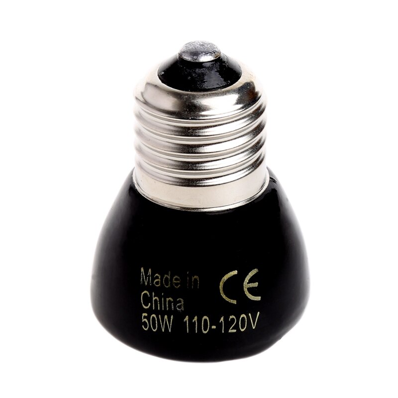 Luz de calefacción para mascotas, 25W, 50W, 75W, 100W, Mini lámpara de calor infrarroja de cerámica, Bombilla negra para incubadora de reptiles, 110 - 120 V: 50W
