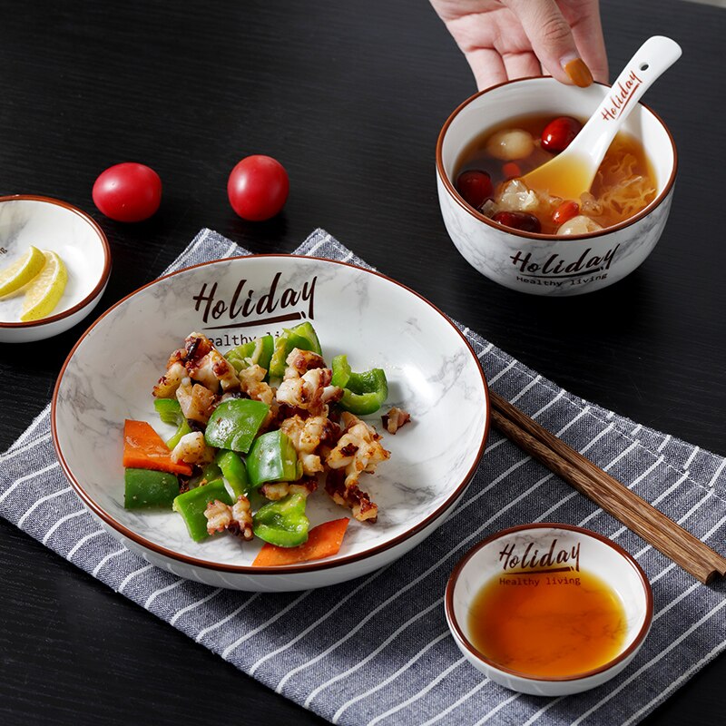 Marble Ceramic Tableware Dinner Plate Dishes Luxury Plate Dinnerware Kitchen Plate Tableware Set