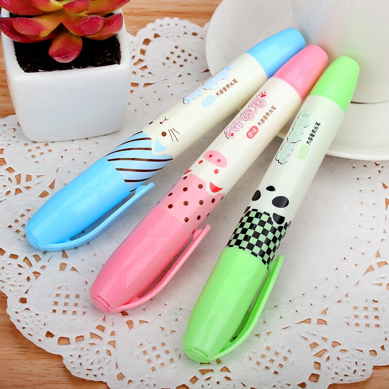 1X mignon Kawaii Panda cochon animaux surligneur papier marquage stylo dessin école fournitures de bureau étudiant gratifiant papeterie