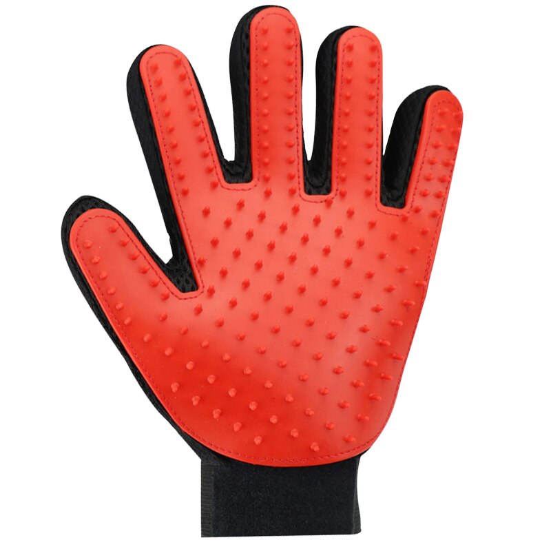 Gant en silicone pour chats | Peigne de Massage, poils d'animaux, brosse en silicone, accessoires de toilettage, fournitures de toilettage pour chats: Red Left