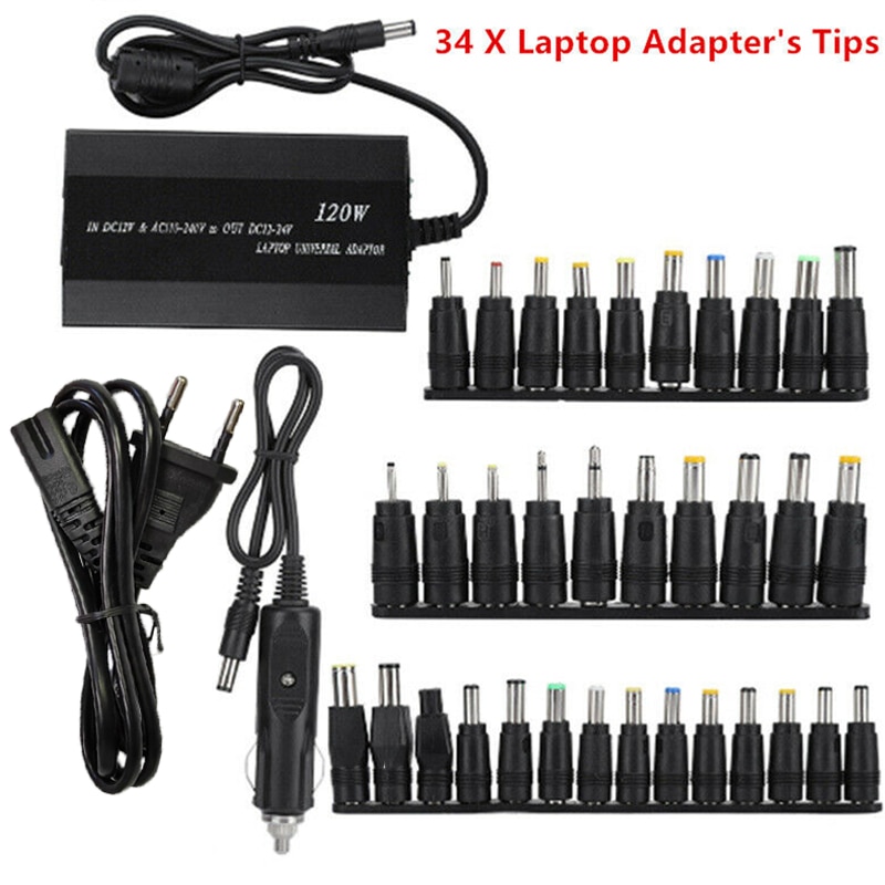 120W 34 Tips Auto Home Charger Power Supply Adapter Voor Laptop Notebook Universal