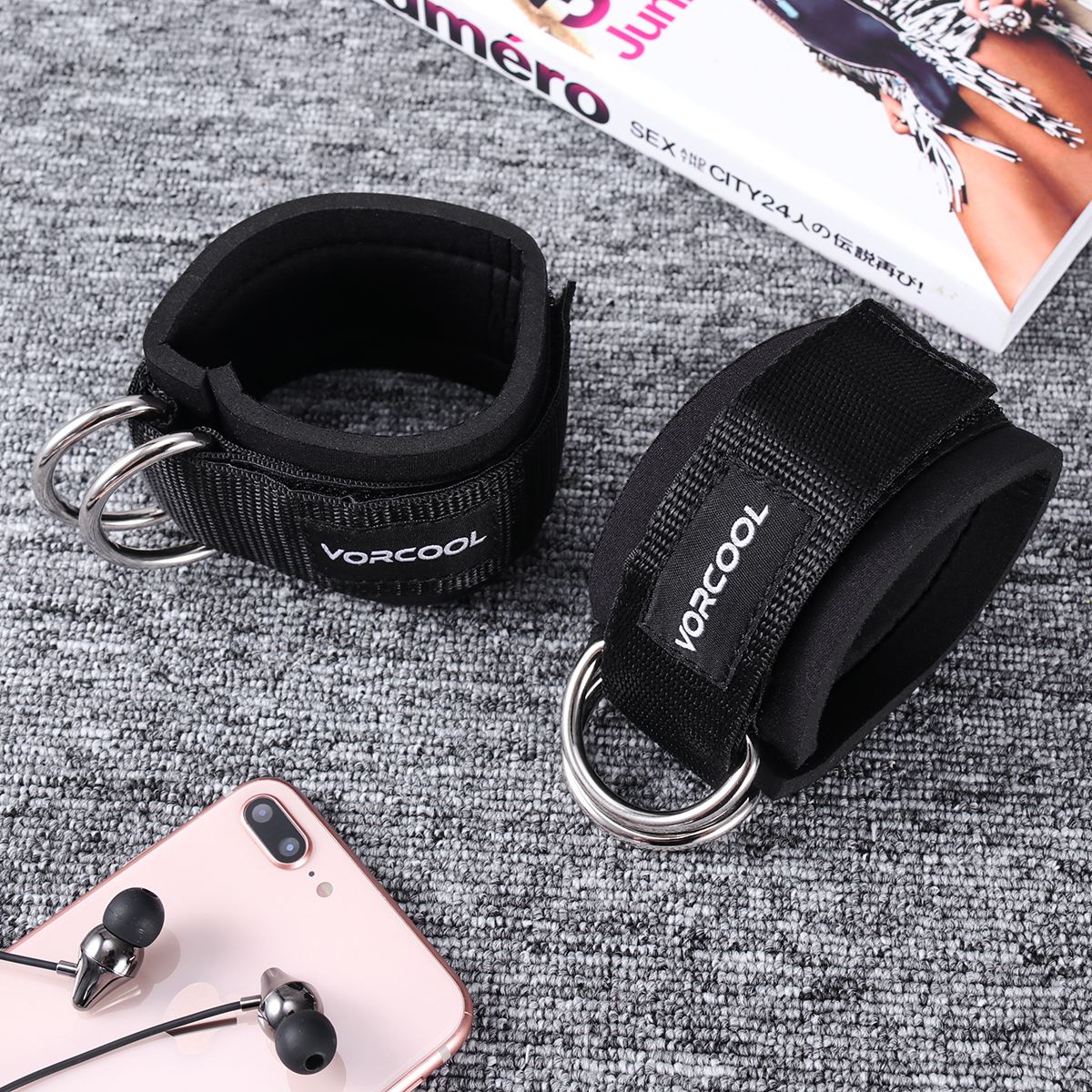 2pcs Sport Ankle Straps Padded D-ring Ankle Cuffs for Gym Workouts Cable Machines Leg Exercises with Carry Bag (Black)